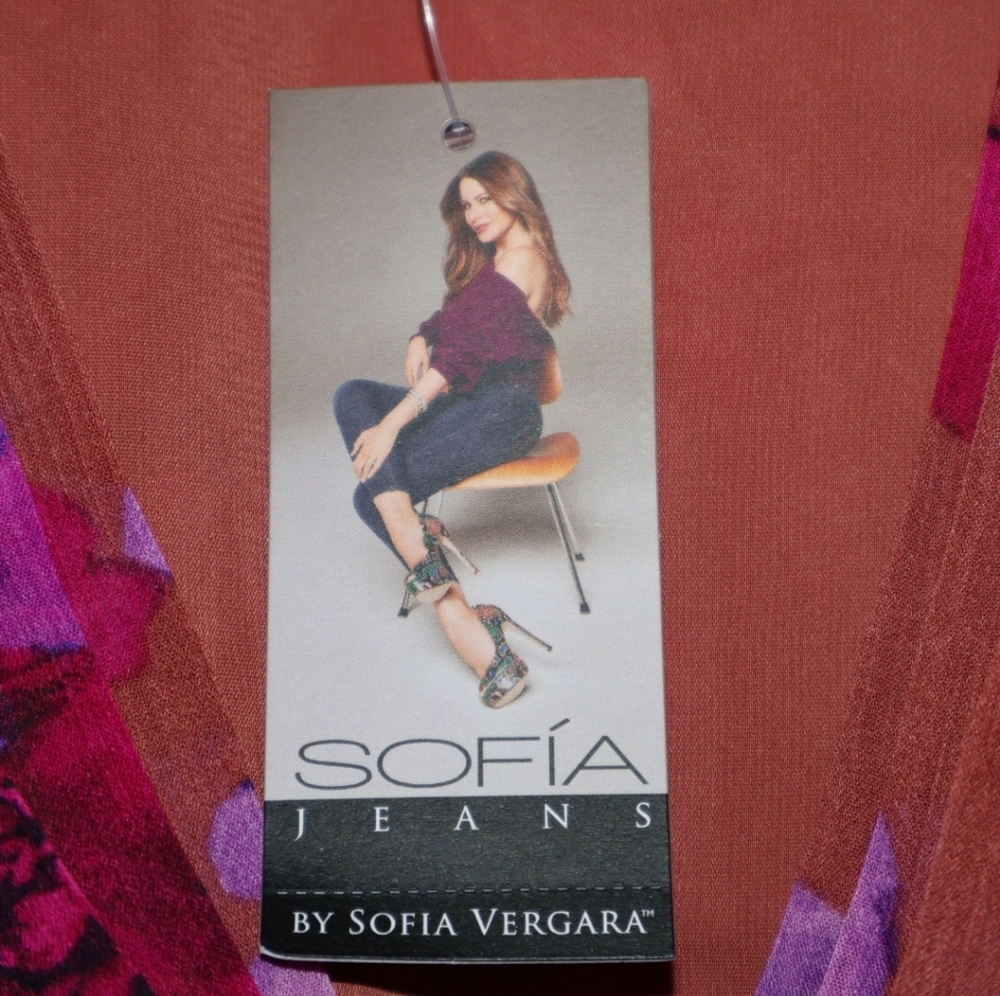 Sofia Vergara Ruched Waist Blouse with Long Sheer Sleeves. - Picture 11 of 11